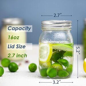 16-oz Glass Mason Jars, New 4 Pack